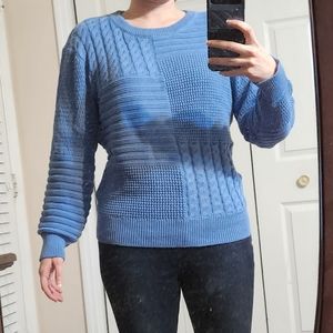 *SOLD* Time and Tru blue patchwork style sweater, women's medium NWOT